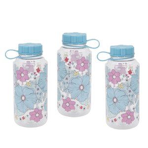 Set of 3 Wild Sage BLUE SKY DIVER FLORAL 32 oz. Wide-mouth Water Bottles w/ Lids